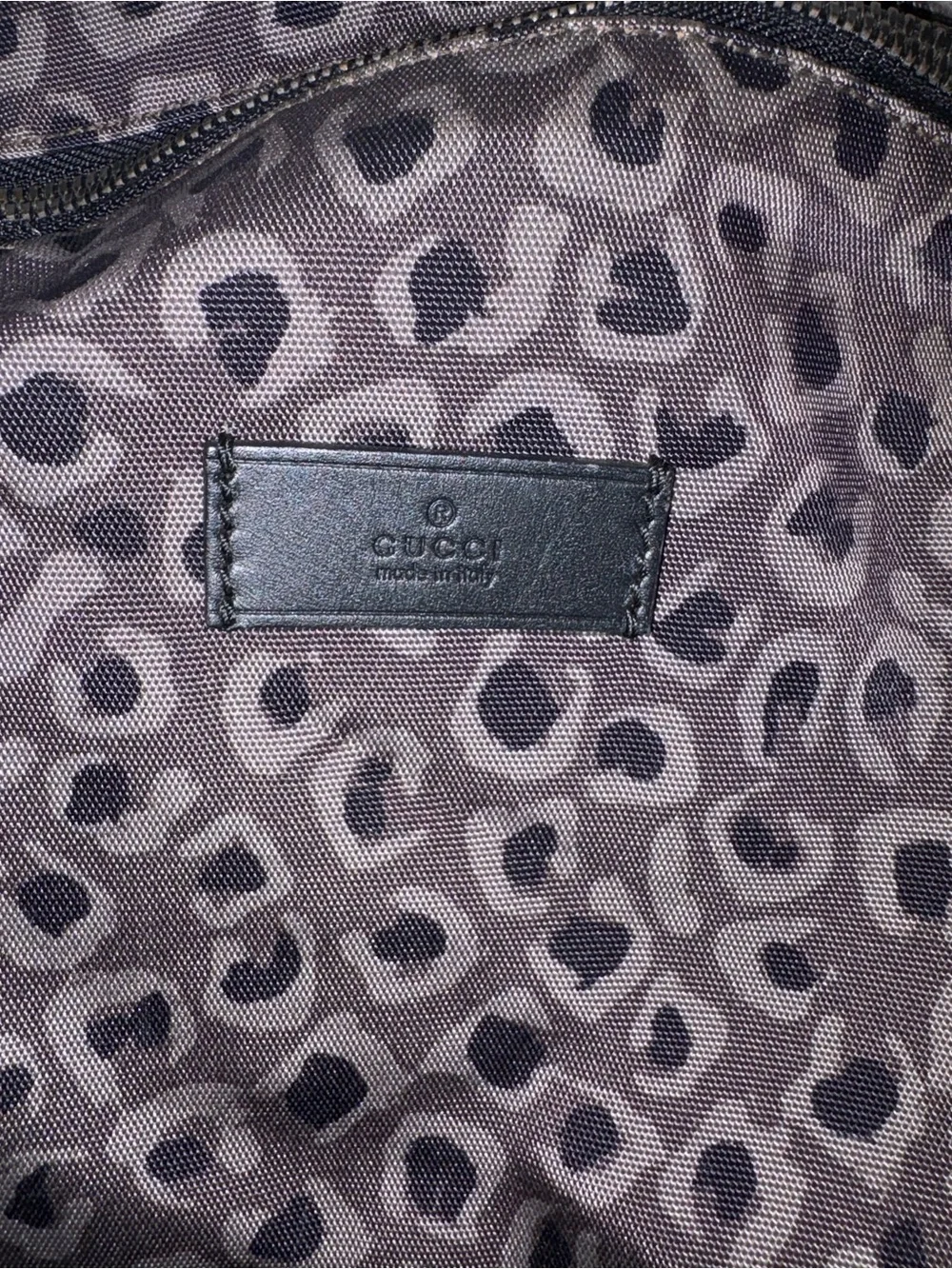 Gucci Gray Leopard Print Backpack Authentic